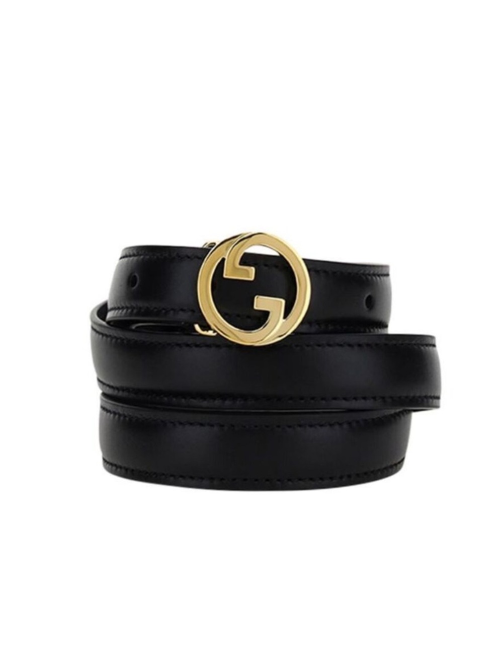 Gucci blondie with Gold circular interlocking G leather belt in black